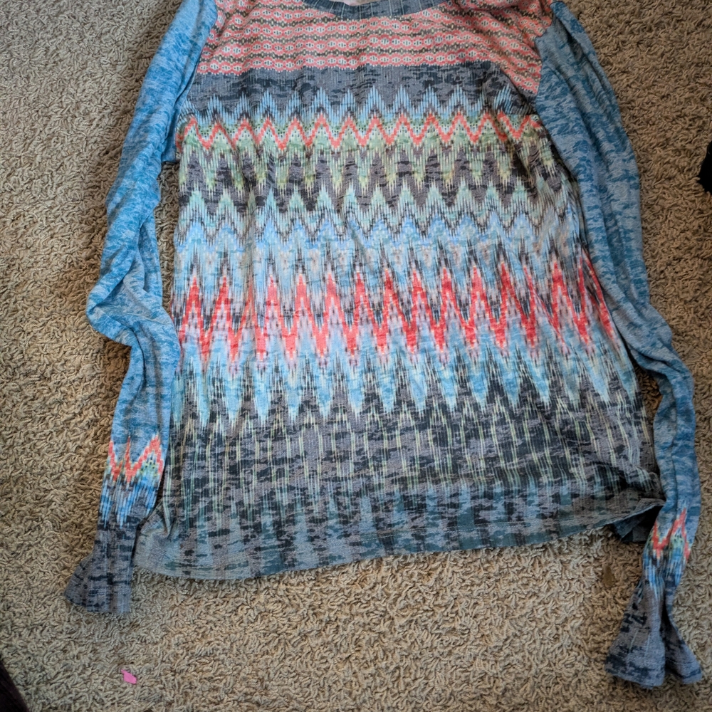 Prana Multicolor Patterned Long Sleeve Top
